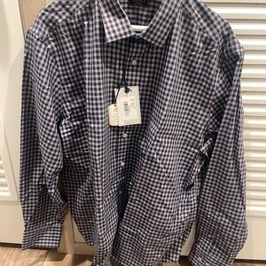 UNTUCKit Men's Checkered Shirt - Blue, White, Brown